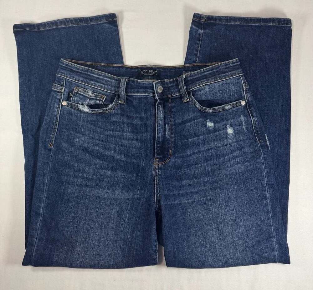Judy Blue Wide Leg Jeans Size 13/31 Distressed Denim